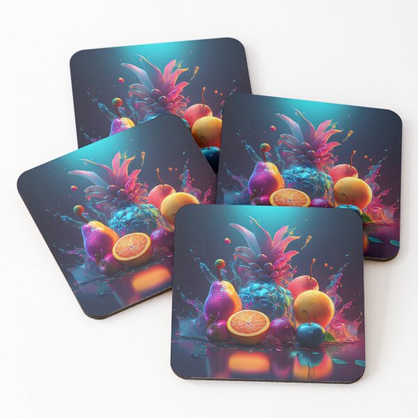 Item preview, Colored neon ananas fruits on neo blue designed and sold by Design your dreams.