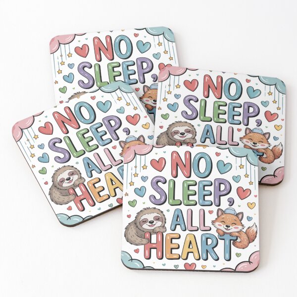 Item preview, No Sleep, All Heart – Pediatric Nurse Quote with Cute Animals designed and sold by Giuggimade.