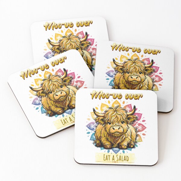 Item preview, Moo-ve Over, Eat a Salad - Healthy advice funny designed and sold by Joanna Suede.