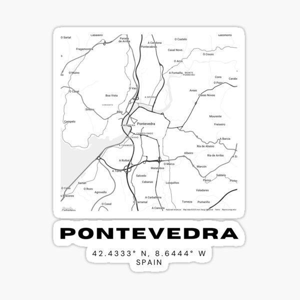 Item preview, Impresión del mapa de Pontevedra: diseño minimalista en blanco y negro designed and sold by RM-Journey.