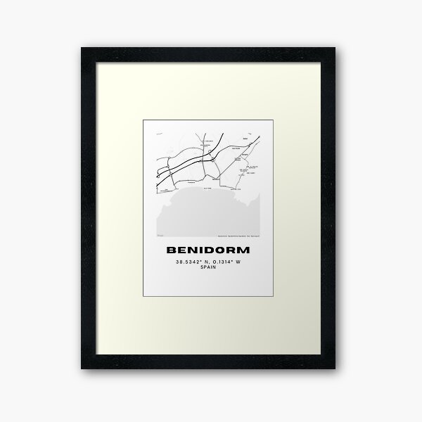 Item preview, Benidorm Spain City Map – Black & White Minimalist Poster designed and sold by RM-Journey.