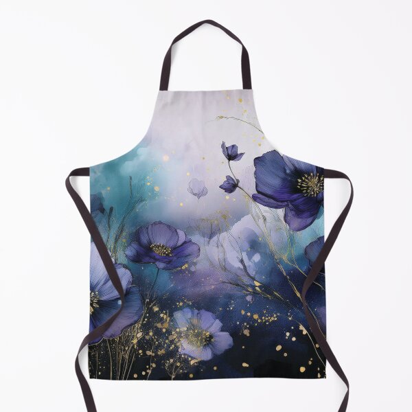 Item preview, Luxury violet and gold wildflower watercolour garden, deep purple alcohol ink effect, perfect purple floral spring painting designed and sold by navitalidesign.