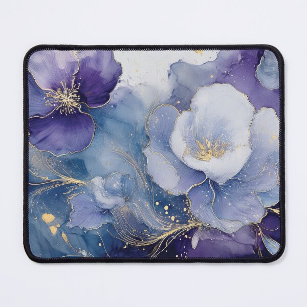 Item preview, Vivacious violet, lavender and gold wildflower watercolour garden, deep purple alcohol ink effect, perfect purple floral spring painting designed and sold by navitalidesign.