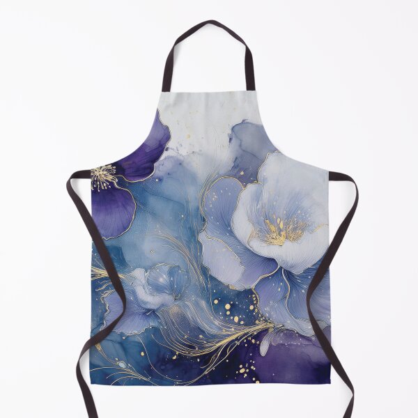 Item preview, Vivacious violet, lavender and gold wildflower watercolour garden, deep purple alcohol ink effect, perfect purple floral spring painting designed and sold by navitalidesign.