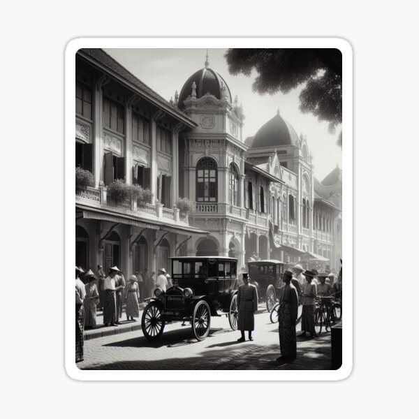Item preview, 1930s Jakarta Office Scene – AI Vintage City Atmosphere Design for Clothing and Accessories for City Lovers & Travelers designed and sold by knalpot-design.
