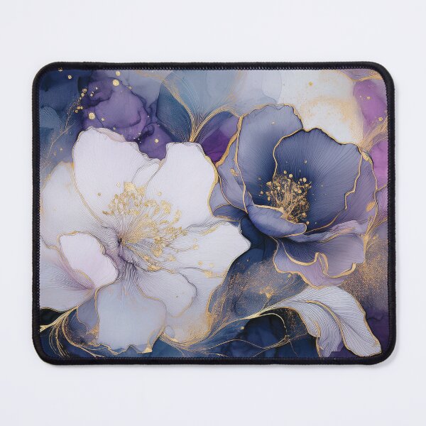 Item preview, Vivacious violet 2, lavender and gold wildflower watercolour garden, deep purple alcohol ink effect, perfect purple floral spring painting designed and sold by navitalidesign.