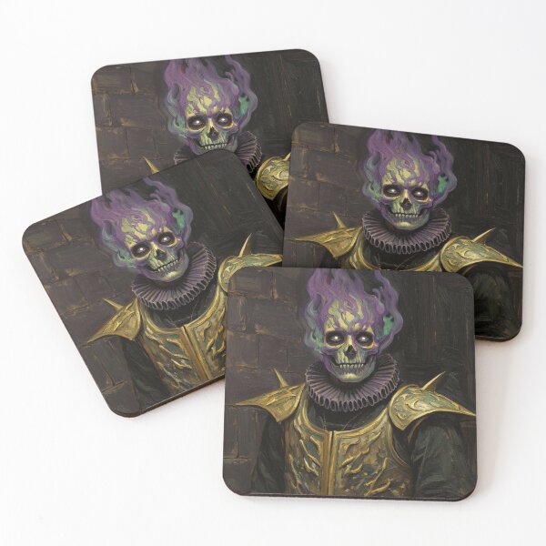 Item preview, The Flaming undead Knight fantasy horror haunted house portrait art designed and sold by Vintage Designs +.
