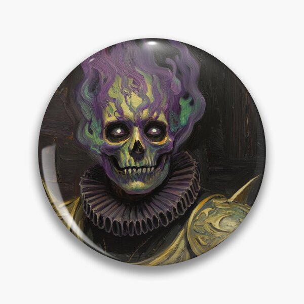 Item preview, The Flaming undead Knight fantasy horror haunted house portrait art designed and sold by Vintage Designs +.