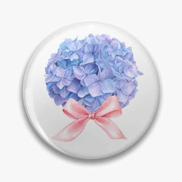 Item preview, Watercolor Blue Hydrangea with Pink Bow – Soft Girl Era Coquette Flower Illustration designed and sold by DivinePassion.
