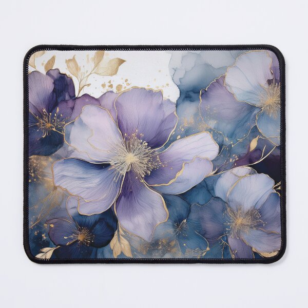 Item preview, Vivacious violet 3, lavender and gold wildflower watercolour garden, deep purple alcohol ink effect, perfect purple floral spring painting designed and sold by navitalidesign.