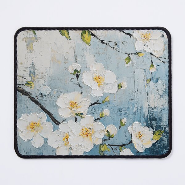 Item preview, Chunky White and Yellow Blossoms Oil Painting Chinoiserie Asian Style designed and sold by JoBella-Designs.