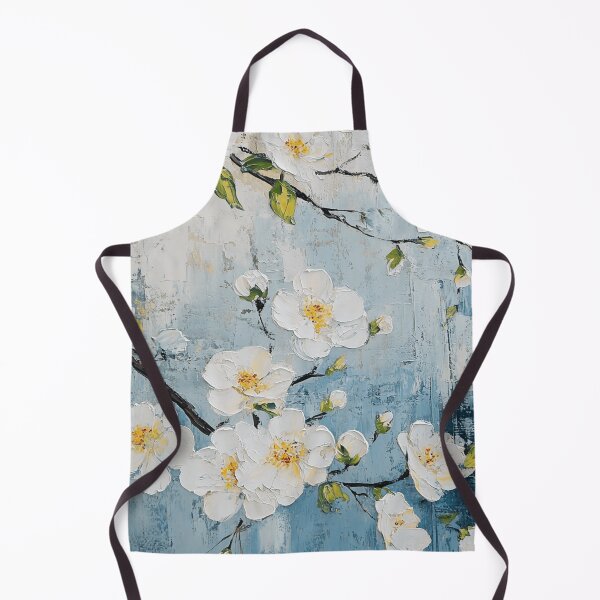 Item preview, Chunky White and Yellow Blossoms Oil Painting Chinoiserie Asian Style designed and sold by JoBella-Designs.