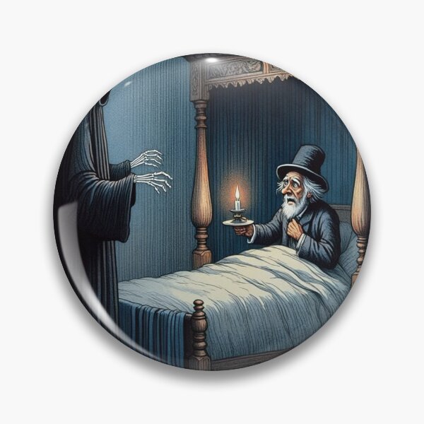 Item preview, El fantasma de la Navidad futura visita a Ebenezer Scrooge. Ilustración artística. designed and sold by Vintage Designs +.