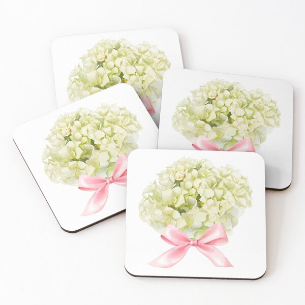 Item preview, Watercolor White Hydrangea with Pink Bow – Soft Girl Era Coquette Flower Illustration designed and sold by DivinePassion.