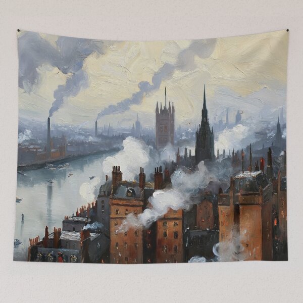 Item preview, Victorian Era London with steam and industrial elements after JMW TUrner designed and sold by Vintage Designs +.