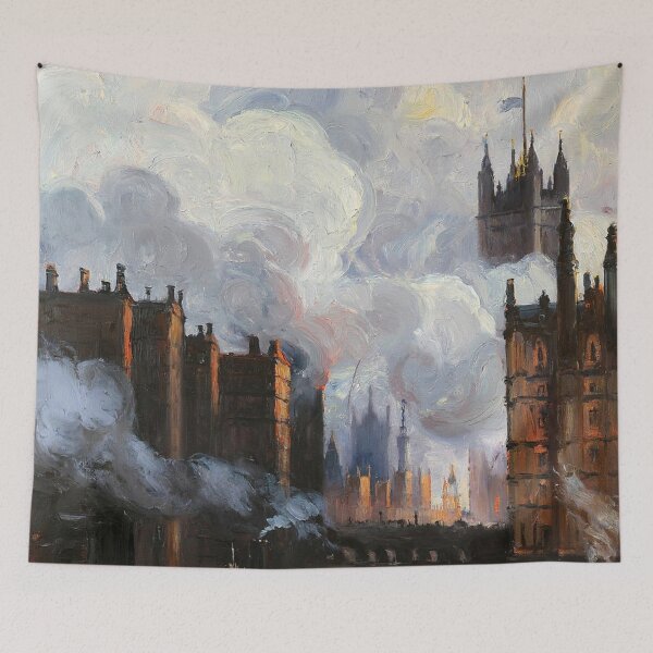 Item preview, Victorian Era London with steam and industrial elements after JMW TUrner designed and sold by Vintage Designs +.