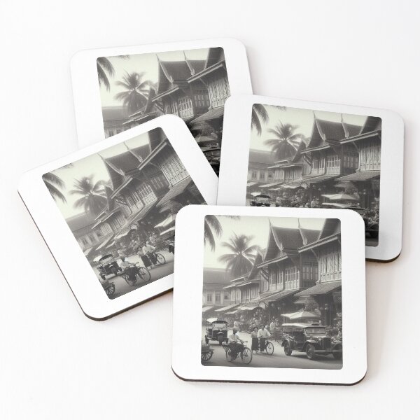 Item preview, 1930s Bangkok City Scene – AI Artwork of a Crowded Urban Atmosphere for Clothing and Accessories for City Lovers designed and sold by knalpot-design.