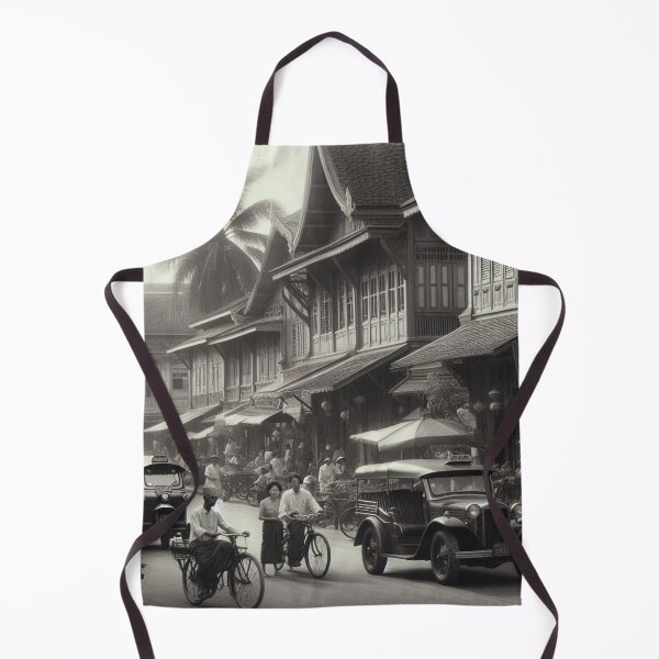 Item preview, 1930s Bangkok City Scene – AI Artwork of a Crowded Urban Atmosphere for Clothing and Accessories for City Lovers designed and sold by knalpot-design.