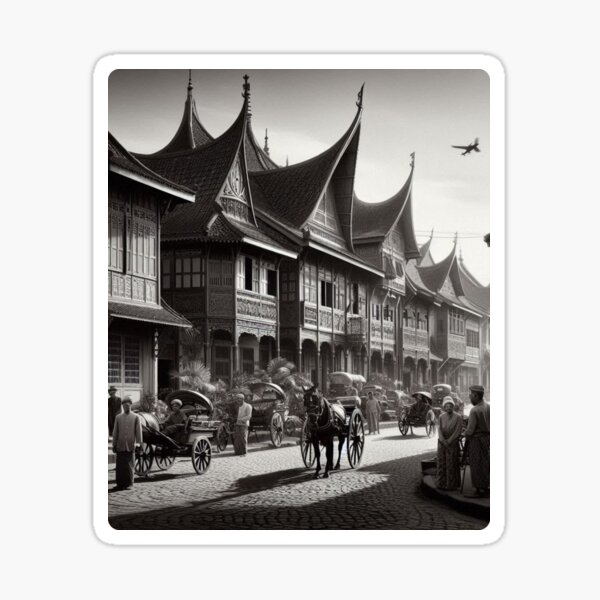 Item preview, 1930s Padang City – AI Black and White Artwork of a Crowded Urban Scene for Clothing and Accessories for City Lovers designed and sold by knalpot-design.