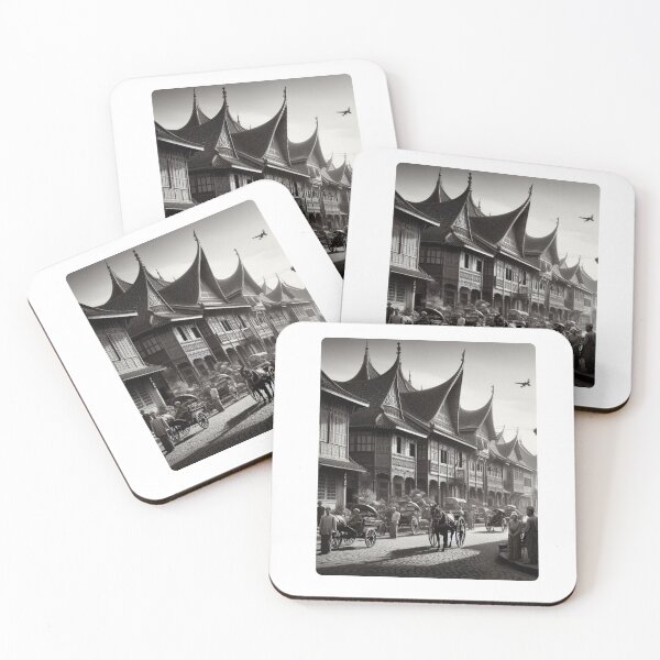 Item preview, 1930s Padang City – AI Black and White Artwork of a Crowded Urban Scene for Clothing and Accessories for City Lovers designed and sold by knalpot-design.