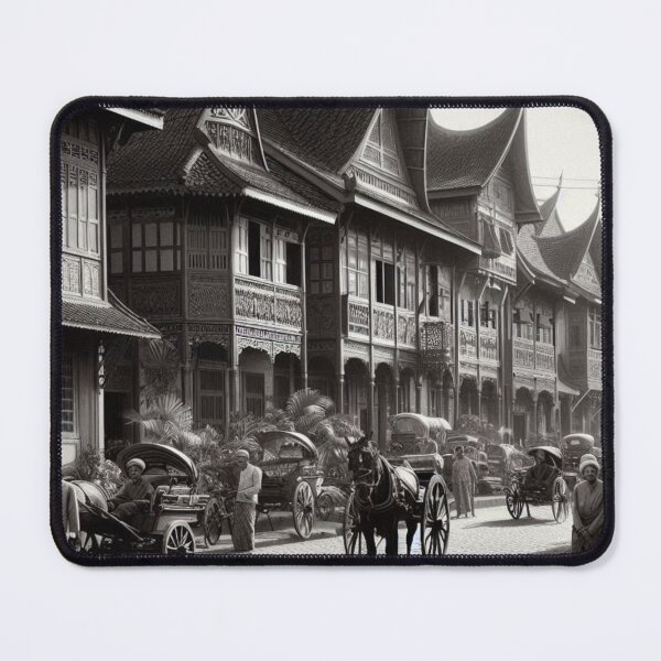 Item preview, 1930s Padang City – AI Black and White Artwork of a Crowded Urban Scene for Clothing and Accessories for City Lovers designed and sold by knalpot-design.