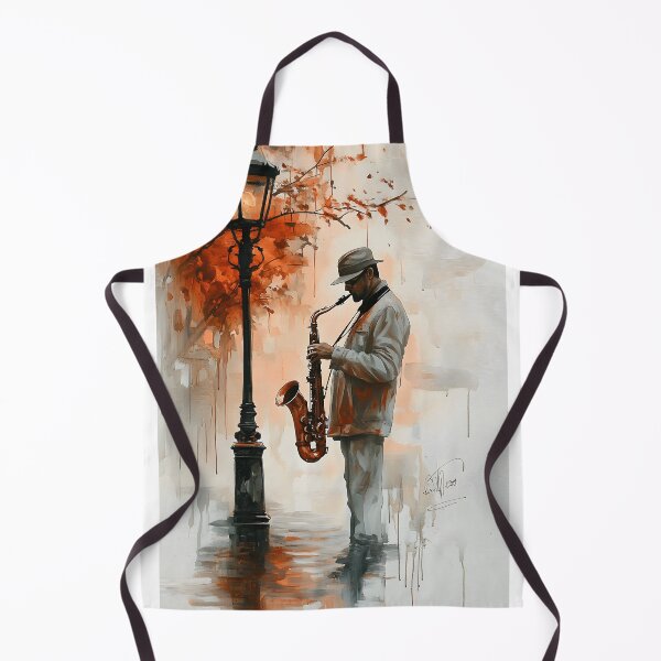 Item preview, Street musician under vintage lamp paints with music designed and sold by Artessie.