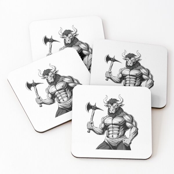 Item preview, Minotaur with a big axe from greek mythology, angry bull, Minotaur the Mythical Ancient Creature, Fantastic mythological creature, Ancient Greek monster Minotaur, Half man half bull, black and white designed and sold by Danler.