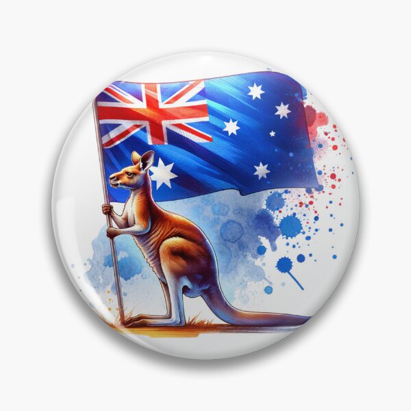 Item preview, Australia Art Print – Kangaroo in front of national flag | Animal & Country Design designed and sold by KolbaVison.