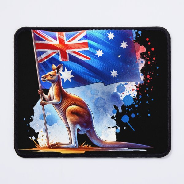 Item preview, Australia Art Print – Kangaroo in front of national flag | Animal & Country Design designed and sold by KolbaVison.