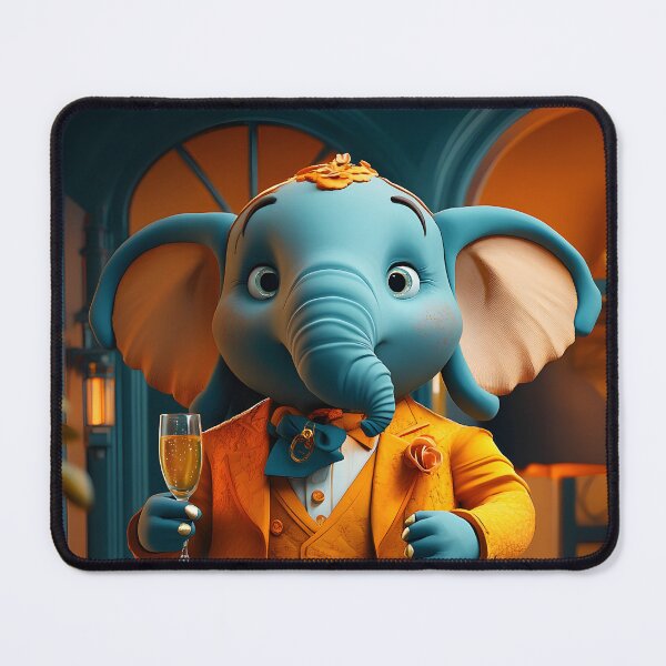 Item preview, Stylish Elephant in Orange Suit Holding Champagne Flute designed and sold by Artessie.