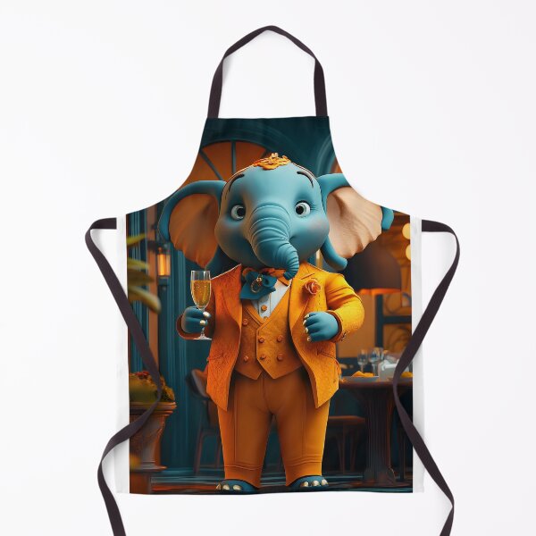 Item preview, Stylish Elephant in Orange Suit Holding Champagne Flute designed and sold by Artessie.