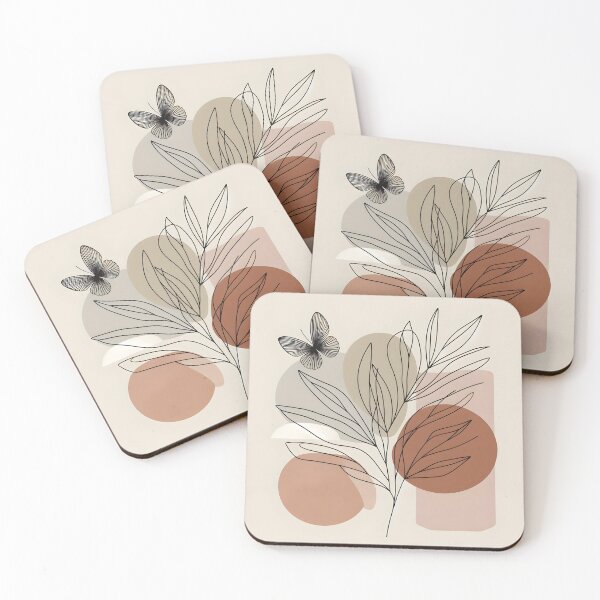 Item preview, Butterfly & Bush – Minimalist Lineart on Earthy Pastels designed and sold by EmeraldeaArt.