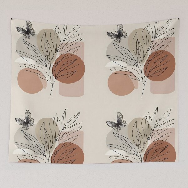 Item preview, Butterfly & Bush – Minimalist Lineart on Earthy Pastels designed and sold by EmeraldeaArt.