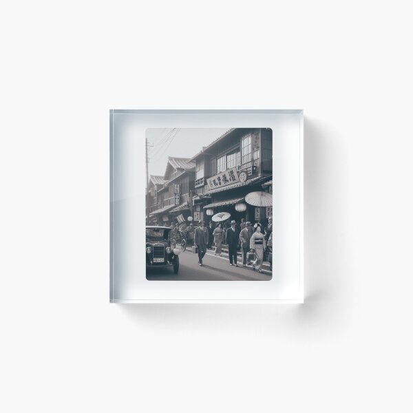 Item preview, 1930s Tokyo Street Scene – AI Black and White Artwork of a Crowded City for Clothing and Accessories for Urban Explorers designed and sold by knalpot-design.