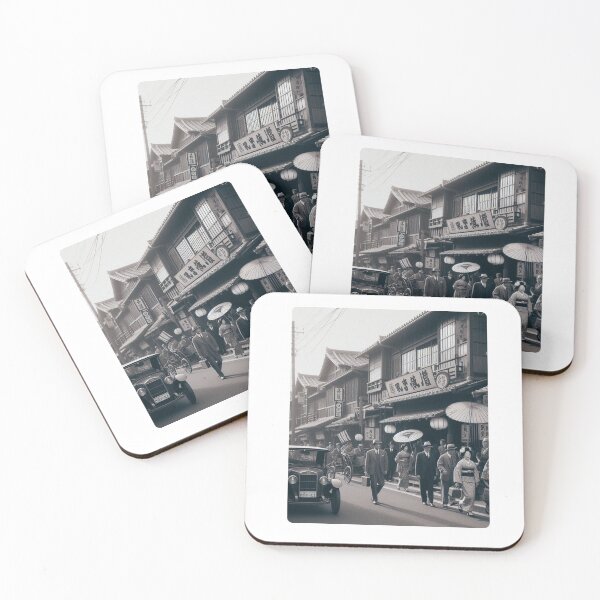 Item preview, 1930s Tokyo Street Scene – AI Black and White Artwork of a Crowded City for Clothing and Accessories for Urban Explorers designed and sold by knalpot-design.