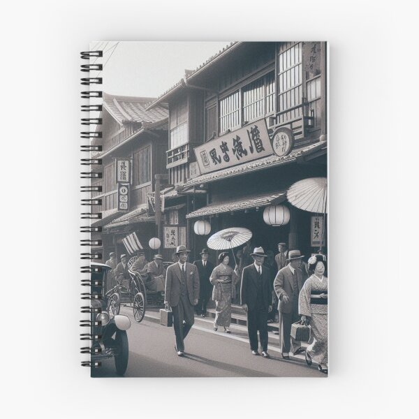Item preview, 1930s Tokyo Street Scene – AI Black and White Artwork of a Crowded City for Clothing and Accessories for Urban Explorers designed and sold by knalpot-design.