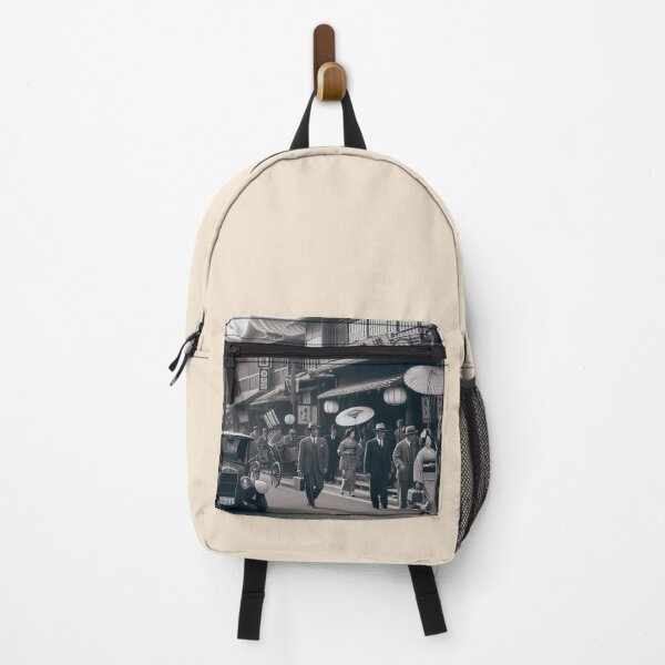 Item preview, 1930s Tokyo Street Scene – AI Black and White Artwork of a Crowded City for Clothing and Accessories for Urban Explorers designed and sold by knalpot-design.