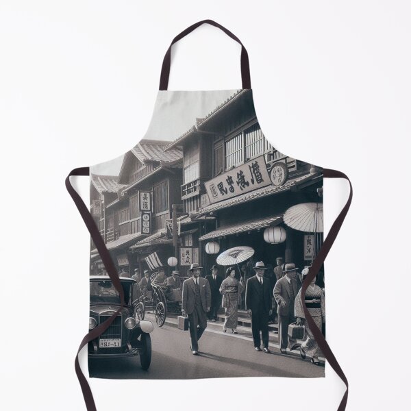 Item preview, 1930s Tokyo Street Scene – AI Black and White Artwork of a Crowded City for Clothing and Accessories for Urban Explorers designed and sold by knalpot-design.