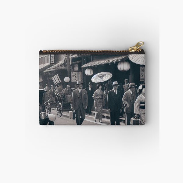 Item preview, 1930s Tokyo Street Scene – AI Black and White Artwork of a Crowded City for Clothing and Accessories for Urban Explorers designed and sold by knalpot-design.