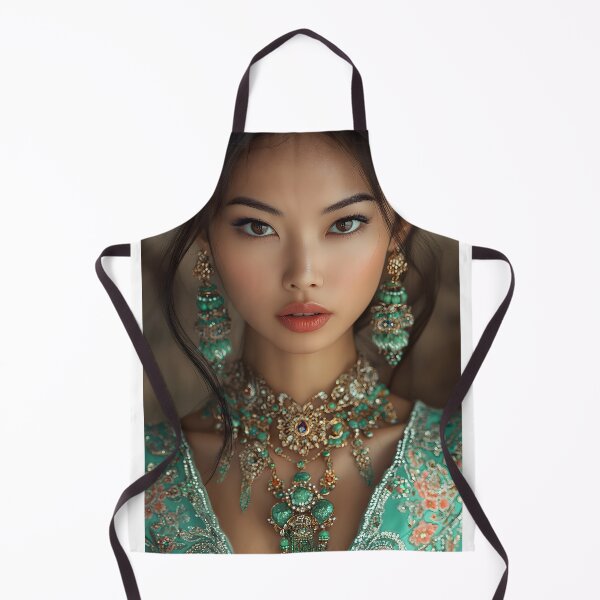 Item preview, Elegant Woman in Ornate Jewelry and Turquoise Dress designed and sold by Artessie.