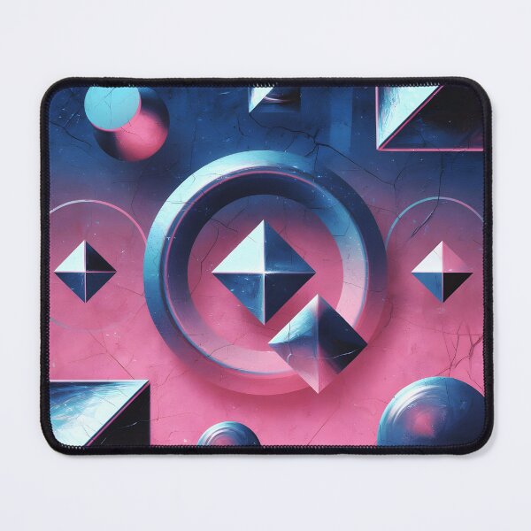 Item preview, Dream Geometry – 3D Sphere, Square & Star on Pink-Blue Gradient designed and sold by EmeraldeaArt.