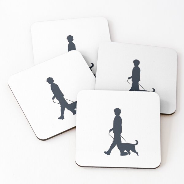 Item preview, Pet Silhouette Person Walking Leash Black Orange Shadow designed and sold by ART ATTACK ZONE.