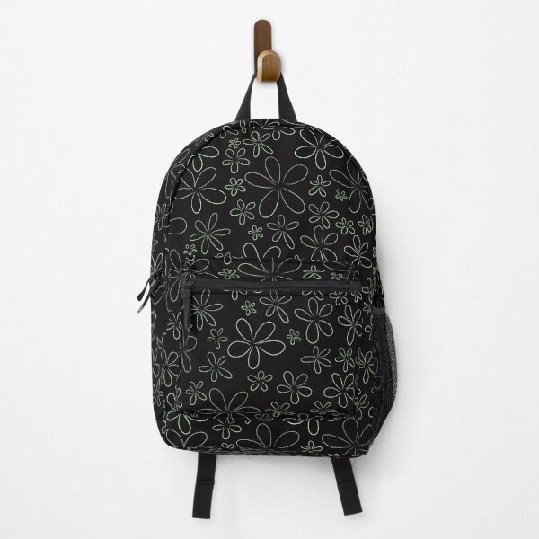 Item preview, Y2K Retro Flowers - Lime Green Floral Pattern on Black designed and sold by alisnwonderland.