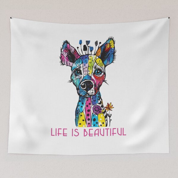 Item preview, Colorful Animal Design – Life is Beautiful – Happy Hyena Motif designed and sold by KolbaVison.