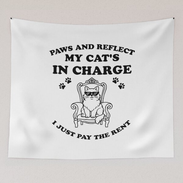 Item preview, Funny Cat Quote Design – Paws and Reflect My Cat’s in Charge I Just Pay the Rent designed and sold by MONTRIS.