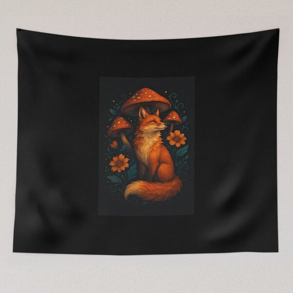 Item preview, Whimsical Fox Among Mushrooms and Wildflowers designed and sold by Amr Siam.