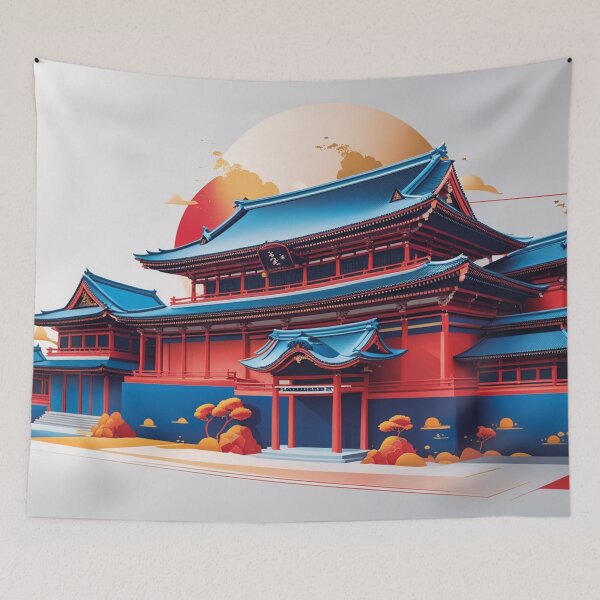 Item preview, Japanese samurai temple designed and sold by MerlinWear.
