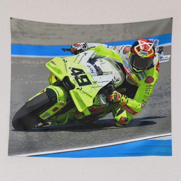 Item preview, Fabio Di Giannantonio racing his 2025 MotoGP Motorcycle on the circuit of the Americas abstract designed and sold by Rodissimus1984.