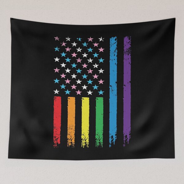 Item preview, Gay Pride Rainbow American Flag | LGBT 4th of July | LGBTQ Progress Flag designed and sold by YikesForever.
