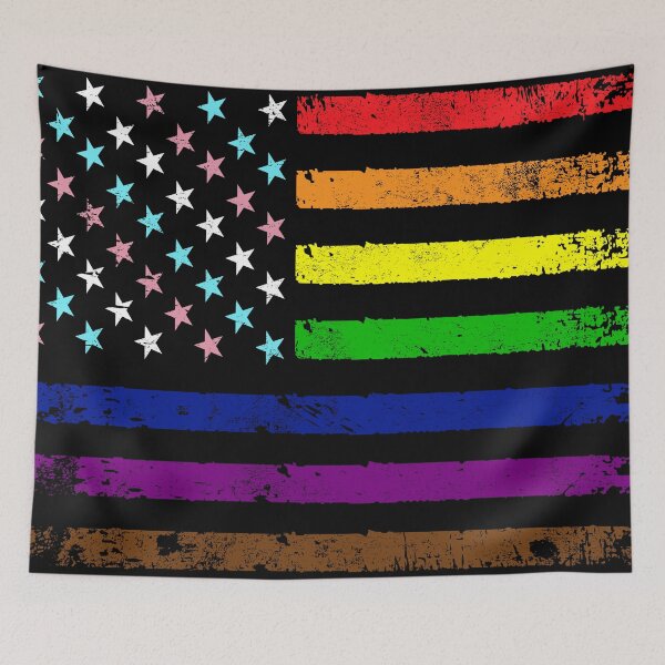 Item preview, Gay Pride Rainbow American Flag | LGBT 4th of July | LGBTQ Progress Flag designed and sold by YikesForever.